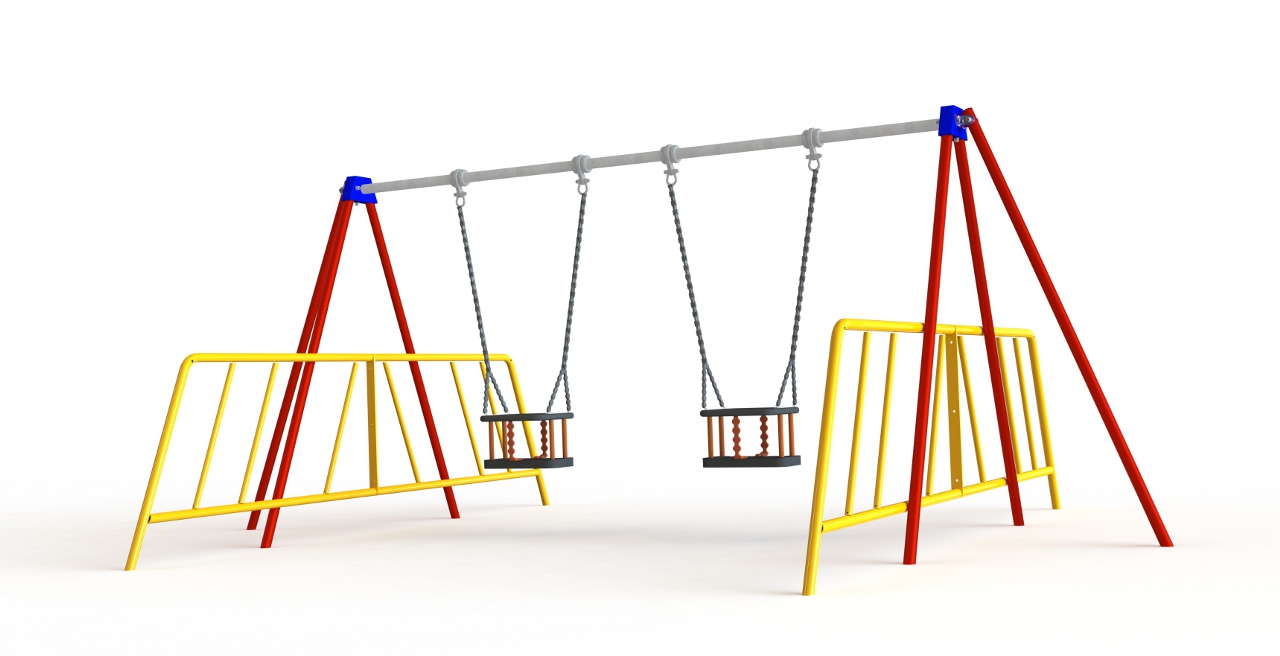 GL Jones Playgrounds - 1.8m High 1 Bay Toddler Traditional Swing - 2 Seat
