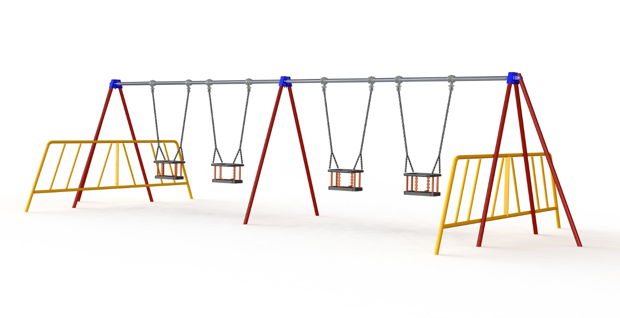 GL Jones Playgrounds - 1.8m High 2 Bay Toddler Traditional Swing - 4 Seat