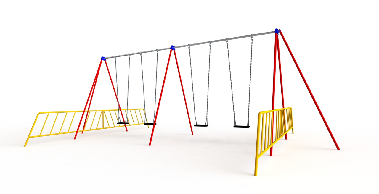 GL Jones Playgrounds - 2.9m High 2 Bay Senior Traditional Swing - 4 Seat