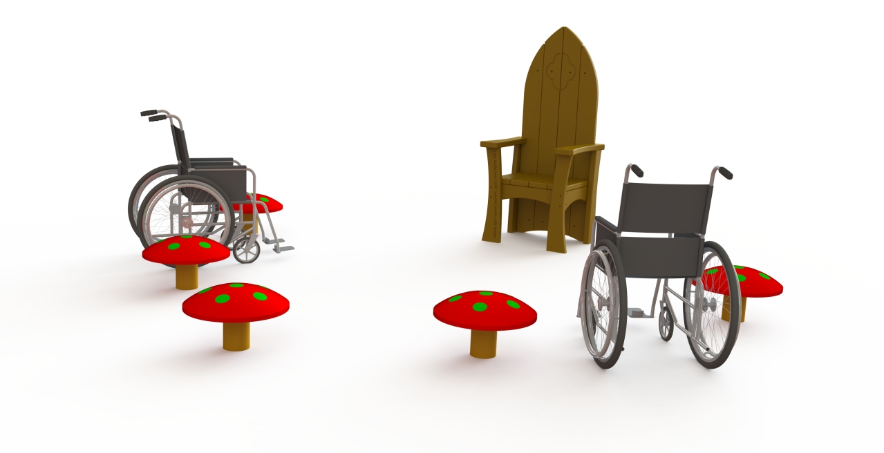 GL Jones Playgrounds - Inclusive Story Teller Chair with 5 Toadstools