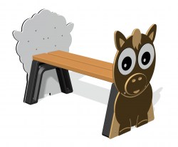 FIVEFMBEN1-HOR-SHE_horse_and_sheep_backless_bench_1000mm